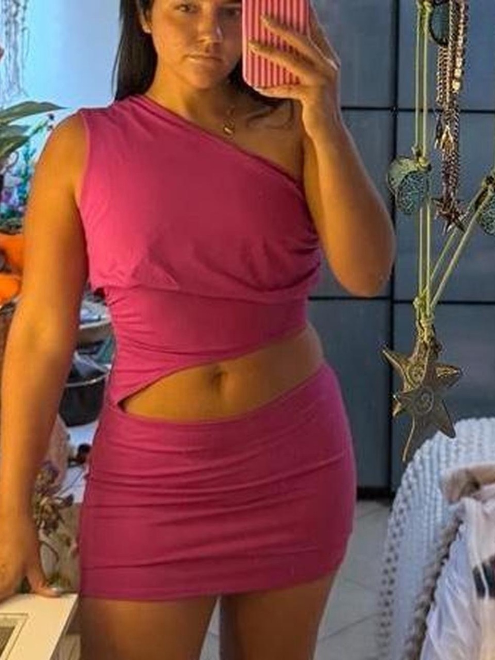 Peppermayo Hot Pink One-Shoulder Mini Dress - Picture 3 of 3